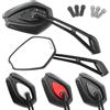 Area1 Coppia Specchietti Retrovisori Universali per Moto - Omologati E, Filettatura 2x M10 Destra con Adattatore Sinistro, Compatibili con Duke/SMC-R, Z900, Z750, Z650, Z500, Z125, ER-6N, (Nero)