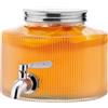 Navaris Dispenser per Bevande 2,7 L - Distributore Acqua e Bibite con Rubinetto - Contenitore per Frigorifero con Coperchio Ermetico - Elegante Brocca in Vetro per Mini Frigo