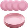 LIVELYPET Set di 4 piatti in plastica riutilizzabili, 20 cm, infrangibili, piatti da campeggio leggeri per picnic, insalata, pasta, feste, casa, ufficio, lavastoviglie e microonde (rosa)