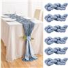 Vehoukli Confezione da 6 runner da tavola in garza blu, garza rustica 90 x 300 cm, runner da tavola in garza boho, tovaglia nuziale, runner da tavola in garza verde salvia, tovaglia rustica verde salvia