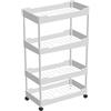 Rurunklee Carrello portaoggetti a 4 livelli, scaffale da cucina con ruote, organizer da bagno, salvaspazio, 15 x 40 x 87 cm