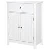 kleankin Mobile da bagno con 1 cassetto 2 ante e ripiano interno regolabile Mobile multifunzionale per soggiorno cucina Anti-Tip 60x30x80 cm Bianco