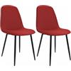 CLP Set di 2 sedie da Pranzo Imbottite Maryam, Sedia da Cucina con Schienale e Struttura in Metallo Nero, Supporta Fino a 150 kg, Colore:Rosso, Materiale:Stoffa