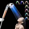 APzek InGoo - Soffione doccia a LED, luce alternata a 7 colori, ad alta pressione e a ioni negativi, con doppio filtro per cloro, a risparmio di acqua, ABS, 220 x 60 mm