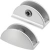AERZETIX - C41645 - Set di 2 gambe supporto per vetro specchio 8-10mm - pinza per vetro a mezza luna - consolle doccia - finitura argento opaco