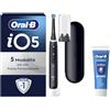 Oral-B iO 5 Spazzolino Elettrico Ricaricabile, con 1 Testina di Ricambio, Nero - 1 Testine di Ricambio per Spazzolino Elettrico, Custodia da Viaggio + 1 Dentifricio Pro Expert, Pulizia Denti Efficace