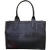 Gaëlle PARIS Borsa a Mano in Pelle Nera, Stile Tote con Logo in Rilievo