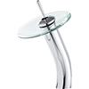 Chiczam Rubinetto della nave del bagno Cromato Cascata Beccuccio in vetro Maniglia singola Un foro Ciotola Rubinetto per lavello Rubinetto per lavabo con corpo alto Rubinetto miscelatore per lavabo con tubo