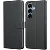 Leacckl Cover per Samsung Galaxy S25 FE, Custodia a portafoglio in Pelle PU Premium [Magnetica a Scatto] [Funzione Stand], Nero