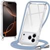 Oelrstfe Cover con Cordino per iPhone 17 Pro, Trasparente Silicone Custodia con Regolabile Collana Laccio Tracolla, Antigraffio Proteggere Case Corda per iPhone 17 Pro, Blu