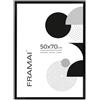 Framai® Cornice portafoto 50 x 70 cm, in MDF nero, cornice ecologica con plessi infrangibili, gancio e supporto
