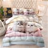 LNXSESN Copriletto una Piazza e Mezzo Gatto Rosa Beige Trapunte Microfibra Piumone Lavabile Piumoni Trapunta Durevole Piumino Matrimoniale Quattro Stagioni Copriletti+2 Federe(50x75cm) 173x218cm