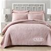 CXLT Copriletti Trapuntato Matrimoniale Copriletto 3 Pezzi 100% Cotone Ricamato Floreale Trapunta Multifunzione Quattro Stagioni Coperte/Lenzuolo con Federa,Pink-King:250cmx270cm+50x70cmx2