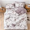 Treer Marmo Set Biancheria da Letto con Copripiumini e 1/2 Federe, Stile Nordico Reversibile Microfibra Coppia Singolo Doppio Ragazzi Ragazza Set Copripiumino (Marmo Marrone,150x200cm)