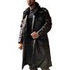 A&M Express Trench da uomo marrone scuro in vera pelle - Cappotto lungo con colletto in pelliccia di montone sintetico, Marrone scuro, 3XL