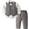 Acuryx Completini e Coordinati Gentiluomo per Bambino Battesimo 3 Pezzi Ragazzino Cerimonia Nozze Abiti Camicia Fiocco + Gilet+Pantaloni 9-12 Mese