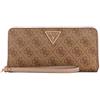 GUESS Laurel Large Around Wallet, Portafoglio Grande con Zip, Pochette da Donna, Logo Latte, Taglia Unica