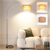 ANTENLICHT ANTNELICHT LUNA - Lampada da terra ad arco vintage | LED E27, corpo argento, paralume marrone 33cm | Interruttore a pedale | Ideale per soggiorno, camera e hotel