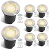 Fiqops 8x Faretti da pavimento esterni IP67 con LED GU10 3W Bianco caldo (sostituibile),regolabili,tondi,con lenti satinati di ricambio,adatti per giardino e spazi esterni