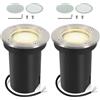 Fiqops 2x Faretti da pavimento esterni IP67 con LED GU10 3W Bianco caldo (sostituibile),regolabili,tondi,con lenti satinati di ricambio,adatti per giardino e spazi esterni