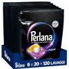 Perlana Detersivo Caps per Scuri e Neri (6 confezioni da 20 Caps), Detersivo lavatrice in capsule per tutti i capi scuri, Detersivo capi neri per pulizia delicata e fibre rinnovate