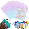 YAAVAAW Sacchetti di stoccaggio richiudibili in Mylar olografico viola blu metallizzato con chiusura ziplock a prova di odore, buste trasparenti in plastica con sigillo grip per imballaggio, 50 pezzi, 12 x 18