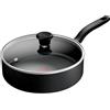 Tefal Titanium Essential B9413344 - Padella da 26 cm con coperchio, rivestimento antiaderente, spatola in metallo, compatibile con tutti i piani cottura tranne quelli a induzione,
