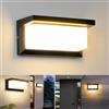 Benma Applique da Parete Esterno Lampada da Parete LED Impermeabile IP65 18W Bianco Caldo 3000K Rettangolo in Alluminio Lampada per Giardino, Via, Veranda, Soggiorno, Garage 260x125x125MM