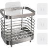 Godneei Porta Spazzolini Bagno | Portaspazzolini da bagno Parete in Acciaio Inox con Fori di Scarico e Ganci Adesivi - Organizer Salvaspazio, Argento