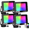 RIGIDON 4x 30W Faretto Led RGB Smart, 3000LM Faretti Led Colori con Spina
