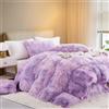 Freyamy Peluche Copripiumino 220 x 240 cm, viola Shaggy finta pelliccia, set da letto matrimoniale invernale, caldo, con cerniera lampo, soffice e caldo in flanella, biancheria da letto con 2 federe
