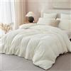 Freyamy Copripiumino in pile Teddy 220 x 240 cm, bianco inverno caldo, copripiumino matrimoniale con chiusura lampo, peluche Sherpa Flanella, biancheria da letto con 2 federe 65 x 65 cm