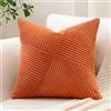 Sungeek Set di 1 federa decorativa per cuscino in morbido velluto a coste, 45 x 45 cm, a righe, con girandola, patchwork, in tinta unita, per divano letto, divano, ruggine