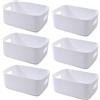 NCRGB Contenitori Plastica,Scatole Portaoggetti,Cestini Portaoggetti,Contenitori Bagno,Cestino Portaoggetti,Storage Box per Bagni,Camere da Letto,Cucine Con Maniglia (20x14x7cm, 6 Bianco)