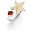 DUR Anello stella di sabbia in argento sterling 925 con sabbia da spiaggia e ambra, di colore argento/marrone, misura 54, R5978.54