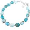 ARANDE, Bracciale originale Larimar con pietre naturali, realizzato a mano, in argento 925, lunghezza regolabile, Eine Grösse, Argento, Larimar