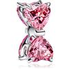 MSPOVOF Fiocco rosa Charm 925 Sterling Silver 5A Zirconia per Bracciale Collane Gioielli Regalo per Donne Signore