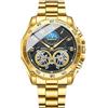 RORIOS Orologio Quarzo da Uomo Orologio da Polso Casuale Acciaio Inossidabile Orologio Moda Analogico Orologio Luminosi Calendario Oro Nero