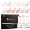 Nicedeco Rubber Base Gel 12 Colori Gel Ricostruzione 5 in 1 Rinforzo Unghie Fragili Autolivellante Unghie Nail Strengthener 12x5ml - SET12-3