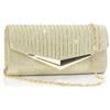 Larcenciel Pochette e Clutches Donna Borsa da sera Glitter Pieghe con Catena, Borse con Busta Lucida per Festa Matrimonio, oro, Minimal