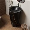Inbagno Lavabo Freestanding Da Terra 50x85 Cm In Ceramica Con Effetto Marmorizzato Nero Linea Tokyo