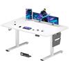 SANODESK Scrivania Gaming Regolabile 180x80 cm, Elettrica con Memoria e Gancio, Bianco