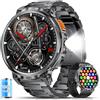 ESFOE Smartwatch Uomo Militare con 1000mAh/Torcia LED,1.85 Orologio Smart Watch con Chiamate Bluetooth,5ATM Impermeabile Tracker Attività 130+ Sportive/Cardiofrequenzimetro Grafite Opaco