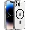 Coiwxmoi Custodia per iPhone 14 Pro Cover Compatibile con MagSafe, Custodia TPU Morbida Trasparente con Anello Magnetico, Anti-Impressioni Digitali Backcover, Anti-Scivolo Anti-Urto Case, Nero