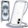 Oelrstfe Cover con Cordino per iPhone 17, Trasparente Silicone Custodia con Regolabile Collana Laccio Tracolla, Antigraffio Proteggere Case Corda per iPhone 17, Grigio