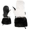 Ziener LILIONE-Z - Muffolo da sci da bambina, per sport invernali, con polsini in pelliccia sintetica, antivento, impermeabile, bianco, 3