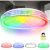 LZQ Lampada da soffitto a LED, dimmerabile, con telecomando, 60 W, RGB LED, 2800-6500 K, rotonda, illuminazione da soffitto (effetto cielo stellato)