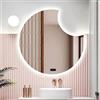 TBTBGXQ Specchio da parete a LED a forma di mezzaluna irregolare con luce, luce a 3 colori + luminosità regolabile, specchio da bagno retroilluminato asimmetrico, specchio cosmetico con il