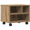 vidaXL Supporto per Stampante con Ruote Rovere Artigianale 41x32x33,5 cm