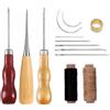 HMCEY Kit Ago e Filo Per Cucire Pelle,Set Cucito Pelle Mano,Filo Cerato Per Cuoio Con Aghi, Ditale e Punteruolo,Set de Riparazione Cucito,Sewing Kit Lavorazione Cuoio,Cucitura Pelles Cuoios per DIY